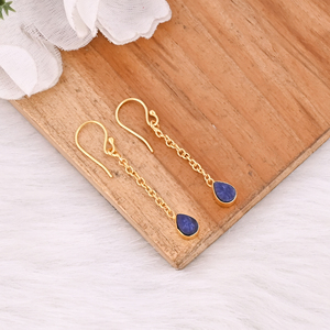 Natural Brass Gold Plated <b>Hook</b> Handmade Drop <b>Earrings</b> for Women Jewelry - Product Image 2