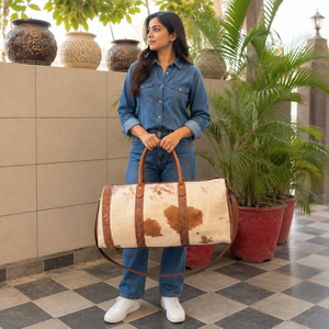 New Arrival Cowhide Leather Luggage <b>Bags</b> Hand Tooled Leather Handmade <b>Bag</b> Unisex Travel <b>Bag</b> Big Size Multi Uses Handbag - Product Image 6