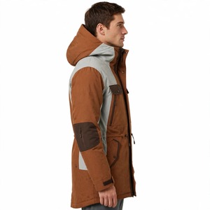 Parka de Invierno para Hombre con Bloques de Color, Capucha, Impermeable, Larga, con Bolsillos con Cremallera - Product Image 3