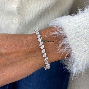 Bracelet en or blanc pour femme S925 avec diamants de laboratoire taille poire et marquise, bijoux de mariage classiques certifiés IGI - Product Image 1