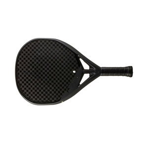 Black <b>Checkered</b> Paddle Racket Solid Color Custom Logo Printed <b>Tight</b> Grip Design - Product Image 4