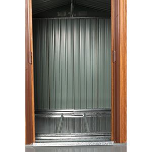 Caseta de Almacenamiento Metálica para Exteriores de 6 pies x 6 pies con Base de Piso Metálica y Ventana para Soluciones de Almacenamiento al Aire Libre - Product Image 1