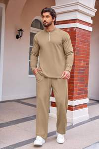 Custom Men Youthful Fashion Stand Up Collar Zippered Long Sleeve Sportswear Set Breathable Spring Casual Two Piece Suit - Product Image 4