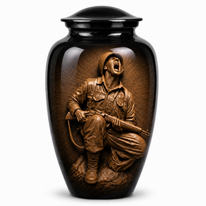 Hermosa G.I. Adhesivo con Imagen Conmemorativa de la Bandera Americana con Urna de Cremación Esmaltada para Cenizas Humanas Funerarias - Product Image 6