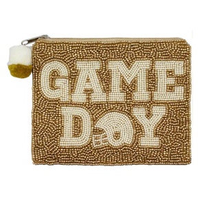 Nouvel Arrivage Porte-monnaie Perlé Fait Main avec Lettres Thème Match Sportif pour Femme, Petite Pochette de Rangement Multifonctionnelle pour Clés, Argent et Cartes, Cadeau - Product Image 1