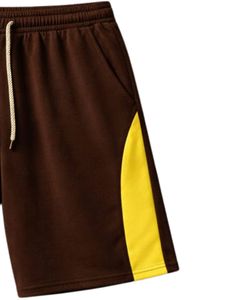 Shorts décontractés pour hommes en jersey marron et jaune, en coton et polyester, avec cordon de serrage et taille élastique, pour la gym et le sport, fournisseur OEM - Product Image 4