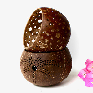 Portavelas ecológicos de coco, contenedor de madera de coco para velas, soporte para exhibir velas de té. - Product Image 5