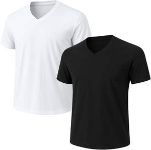 T-shirt pour homme en polyester/coton imprimé sérigraphié, anti-plis, écologique, respirant, léger, séchage rapide, col en V, pour usage quotidien - Product Image 5