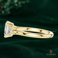 Bague pour femme tendance, trois pierres, diamant de laboratoire, or massif, bijoux en diamant personnalisés, accessoire de mariée délicat