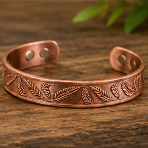 Pulsera Magnética de Cobre con Diseño de Hoja de Helecho, Brazalete Abierto, Joyería Metálica de Moda, Diseño Abierto, Detalles Exquisitos - Product Image 5