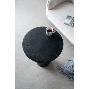 Tavolino rotondo nero da 22x22x25,5 pollici con base a piedistallo per comodini - Product Image 6