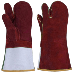 Reinforced Cowhide Split Leather Oven <b>Gloves</b> Reflective Safety Cuff General Purpose Industrial Construction Safety Bakery <b>Gloves</b> - Product Image 3
