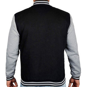 Cotton Fleece <b>Leather</b> Sleeve New Design Baseball <b>Jacket</b> Outerwear for <b>Winter</b> Casual or Team Uniform Use - Product Image 2