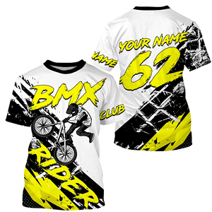 เสื้อเจอร์ซีย์ BMX แบบส่วนตัวสำหรับผู้ใหญ่และเด็ก ชื่อและหมายเลขแบบกำหนดเอง ผ้าโพลีเอสเตอร์ผสมสแปนเด็กซ์ ระบายอากาศได้ดี ป้องกันรังสียูวี แขนยาว - Product Image 2