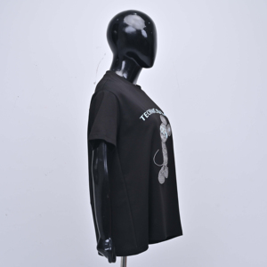 เสื้อยืดคอกลมปักเลื่อมลายมิกกี้เม้าส์สีดำทรงปกติสำหรับผู้ใหญ่ แขนสั้น ผ้าเจอร์ซีย์ 100% คอตตอน - Product Image 2