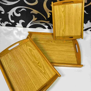 Bandeja de Madera Maciza Ecológica con Asas para Servir Té, Café, Aperitivos y Comida, para Uso Doméstico, Venta al por Mayor, para Cocina, Hotel, Desayuno - Product Image 1