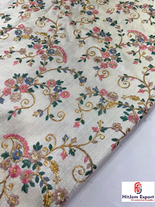 Tissu en dentelle brodée 100 % polyester de haute qualité, poids moyen, pour la confection de vêtements et l'artisanat, tissu OEM ODM - Product Image 2