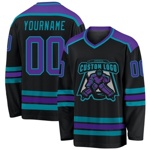 Jersey de Hockey Personalizado Negro y Verde Azulado para la Industria de Fabricación Directa al por Mayor - Product Image 1
