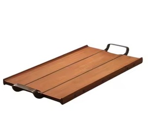 Premium Rectangular Wooden Serving Tray With <b>Black</b> Handles Minimalist Design Durable For Tabletop Use Wooden Tray - Product Image 2