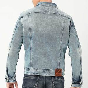 Veste en jean pour homme, coupe décontractée, bleu délavé, col rabattu, manches classiques, fermeture boutonnée, idéale pour le printemps - Product Image 4