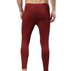 Leggings de compression rouges pour hommes, taille haute, blocs de couleur, extensibles dans quatre directions, pour le yoga - Product Image 4