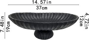 Grand bol décoratif long - Bols décoratifs noirs cannelés et festonnés pour la décoration intérieure - Décor à volants, bol à clés élégant - Product Image 3