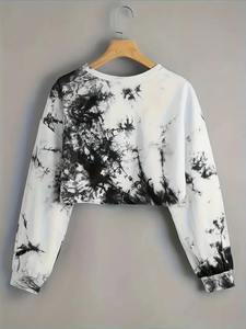 Sudadera Casual de Punto para Mujer, con Capucha, Bordado, Cuello Redondo, Manga Larga, Estilo Crop Top, para Invierno - Product Image 2