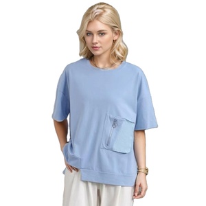 Venta al por mayor Eco-Friendly 100% Premium Cotton Oversize Heavy Knitted T-Shirts Mujeres Casual Regular Fit Impreso Letras Logos Jersey - Product Image 2