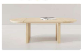 Mesa de Centro de Madera Minimalista, Moderna y Extensible, Mueble de Salón con Diseño Ovalado - Product Image 5