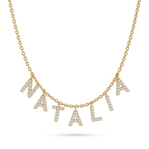 Collier de luxe pour femme avec plusieurs lettres, en or 10k, 14k, 18k et argent sterling 925, avec diamants de laboratoire - Product Image 2