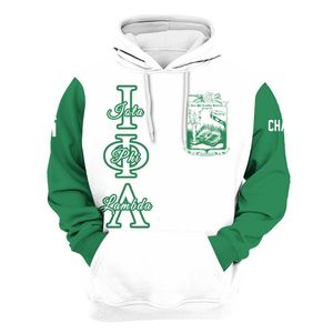 Sweat-shirt à capuche Iota Phi Lambda Sorority, corps blanc, manches vert émeraude, sweat-shirt personnalisé chapitre 1929 pour femmes - Product Image 5