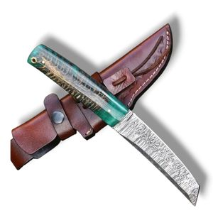 Cuchillos de Caza Tanto de Acero de Damasco Hechos a Mano, Cuchillos de Supervivencia para Acampar al Aire Libre con Hoja Fija Premium y Mango Duradero, Filo Afilado - Product Image 2