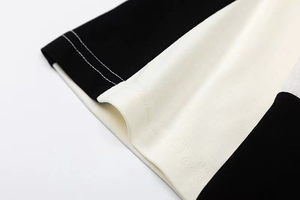 T-shirt à manches courtes pour homme, coupe classique, col rond, décontracté, bicolore, blanc et noir, 100 % coton - Product Image 4