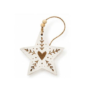 Ornement de Noël en bois en forme de flocon de neige, artisanat traditionnel, décoration suspendue, bleu avec motif blanc - Product Image 6