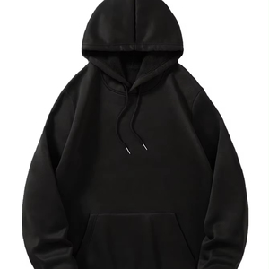 High Quality Cotton French Terry Oversized Hoodies <b>Thick</b> <b>Fleece</b> Drop Shoulder Plain Custom Logo Men Hoodies - Product Image 1
