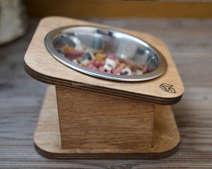 Bol en acier inoxydable avec support en bois Mangeoire pour animaux de compagnie en bois de qualité supérieure personnalisée Offre Spéciale bols d'alimentation en bois pour animaux de compagnie par FWE - Product Image 2