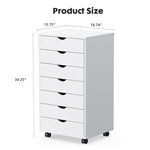Organizer per cassettone in legno a 7 cassetti armadietti mobili con ruote per ufficio o cassettone - Product Image 3