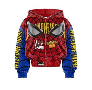 SPLENDID APPAREL Conjunto de Sudadera con Capucha y Pantalones Cortos para Hombre, Estampado de Spiderman, Ecológico, 100% Fibra de Bambú, Rojo, Azul, Negro, Manga Larga, Ropa Urbana - Product Image 2