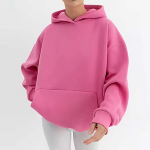 Drop Shoulder Pullover Sweatshirt <b>Women's</b> Oversized <b>Hoodie</b> Solid <b>Pink</b> Wholesale Price <b>Women's</b> Winter Wear Oversized <b>Hoodie</b> - Product Image 1