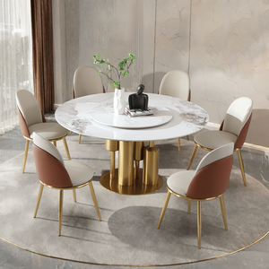 53 \ "moderno tavolo da pranzo in marmo con pigro Susan sinterizzato cucina/sala da pranzo Dinette Design salvaspazio per 6 sedie - Product Image 1