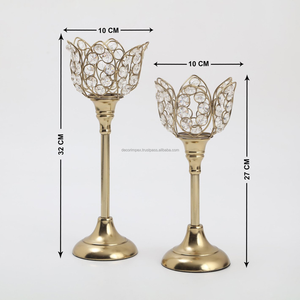 Corsica Tasta Juego de 2 portavelas de pedestal de hierro y cristal Portavelas de cristal - Product Image 3