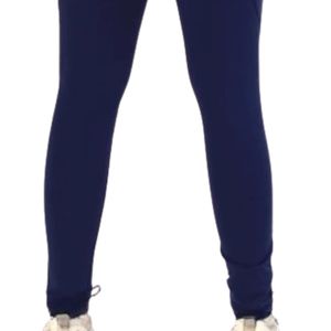 Women's <b>Navy</b> Blue High Waist Full Length Leggings Slim Fit Stretch Pants Wide Waistband Casual Yoga Workout Trousers - Product Image 3