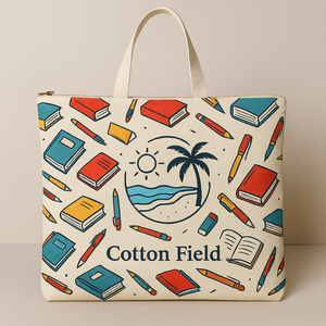 Sacs de courses réutilisables personnalisés en toile de coton 100% avec poignée d'épaule et motif géométrique - Product Image 5