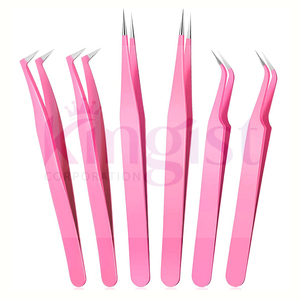 Best Selling Stainless Steel Eyelash Tweezers Set with Curved and Straight Tip Lash Extension Beauty Tweezers Paper Coating - Product Image 3