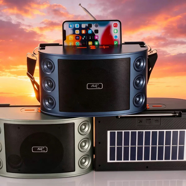 JZ-106SUN Solar Power Wireless Audio Player Heavy Bass Stereo Subwoofer FM Radio Support TF Card Emergency Bulk Wholesale