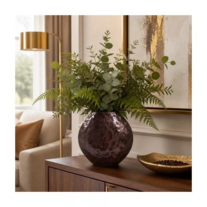 Customer Favorite Silent Curve Handmade <b>Bronze</b> Tabletop <b>Vase</b> 18x14 Inch Rustic Decorative Flower Holder - Product Image 5