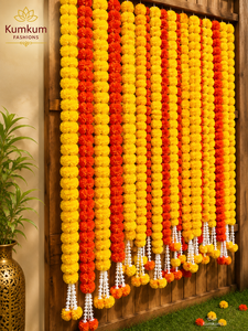 Indian Wedding Decor Artificial Marigold Flower Garland Strings Hadli Mehndi Sangeet Party Wedding Hangings Pooja Room Decor - Product Image 3