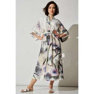 Robe Kimono Longue en Satin Écologique pour Femme avec Ceintures – Élégante Robe de Détente - Product Image 1