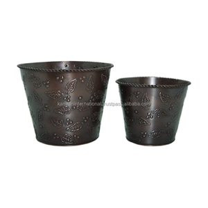 Ensemble de trois jardinières design en métal de meilleure qualité pour accessoires de plantes florales de jardin et de restaurant - Product Image 6