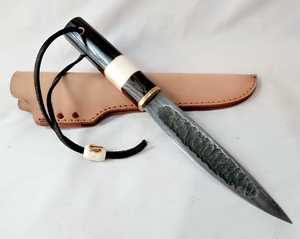 Hunting <b>Knife</b> With Wood Handle Drop Point Blade Carbon Steel Straight Edge Leather Sheath Outdoor Survival Tool - Product Image 4